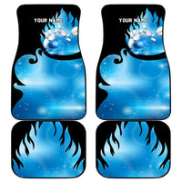 Blue Flame Bowling Ball and Pins Design Car Mats with Smoke Effects and Custom Team Name Text - Wonder Print Shop