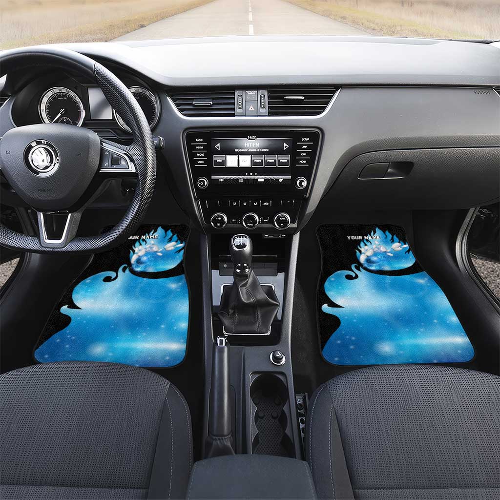 Blue Flame Bowling Ball and Pins Design Car Mats with Smoke Effects and Custom Team Name Text - Wonder Print Shop