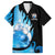 Blue Flame Bowling Ball and Pins Design Family Matching Summer Maxi Dress and Hawaiian Shirt with Smoke Effects and Custom Team Name Text - Wonder Print Shop
