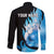 Blue Flame Bowling Ball and Pins Design Family Matching Summer Maxi Dress and Hawaiian Shirt with Smoke Effects and Custom Team Name Text - Wonder Print Shop