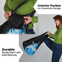 Blue Flame Bowling Ball and Pins Design Grocery Bag with Smoke Effects and Custom Team Name Text - Wonder Print Shop