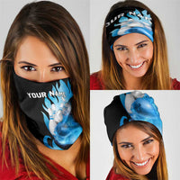 Blue Flame Bowling Ball and Pins Design Neck Gaiter with Smoke Effects TS04