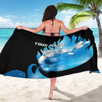 Blue Flame Bowling Ball and Pins Design Sarong with Smoke Effects and Custom Team Name Text - Wonder Print Shop