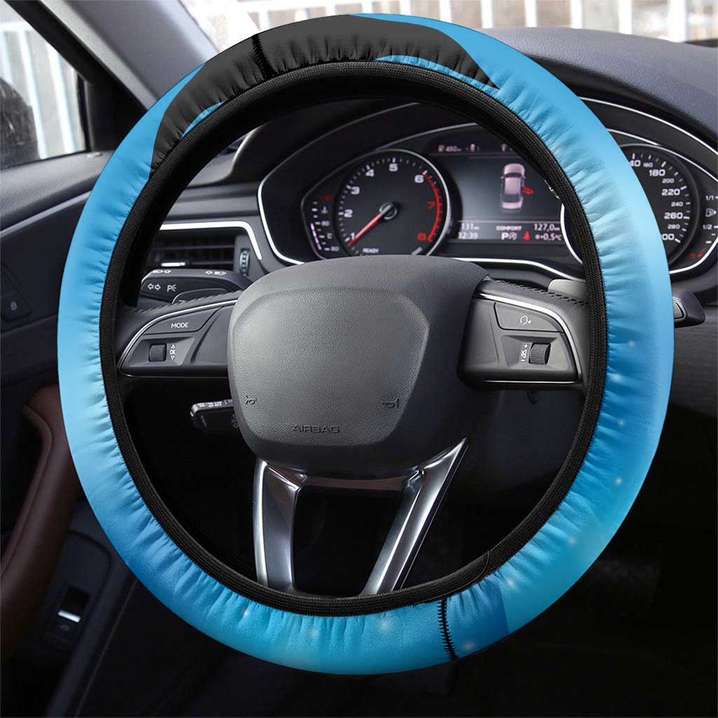 Blue Flame Bowling Ball and Pins Design Steering Wheel Cover with Smoke Effects - Wonder Print Shop