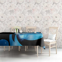 Blue Flame Bowling Ball and Pins Design Tablecloth with Smoke Effects and Custom Team Name Text - Wonder Print Shop