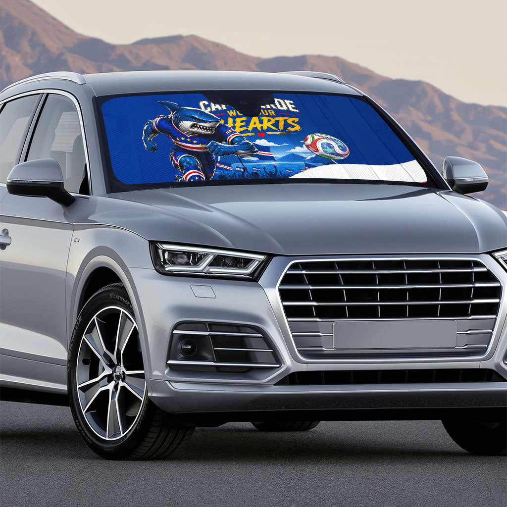 Cape Verde Won Our Hearts Soccer Auto Sun Shade Blue Sharks Football Mascot Patriotic National Team