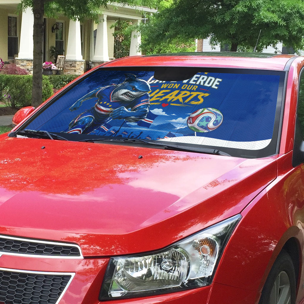 Cape Verde Won Our Hearts Soccer Auto Sun Shade Blue Sharks Football Mascot Patriotic National Team