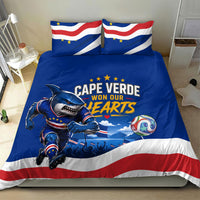 Cape Verde Won Our Hearts Soccer Bedding Set Blue Sharks Football Mascot Patriotic National Team