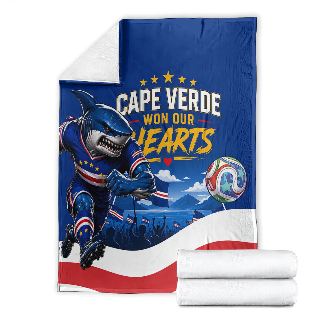 Cape Verde Won Our Hearts Soccer Blanket Blue Sharks Football Mascot Patriotic National Team