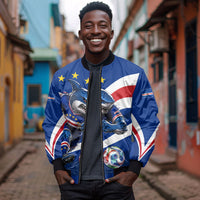 Cape Verde Won Our Hearts Soccer Bomber Jacket Blue Sharks Football Mascot Patriotic National Team