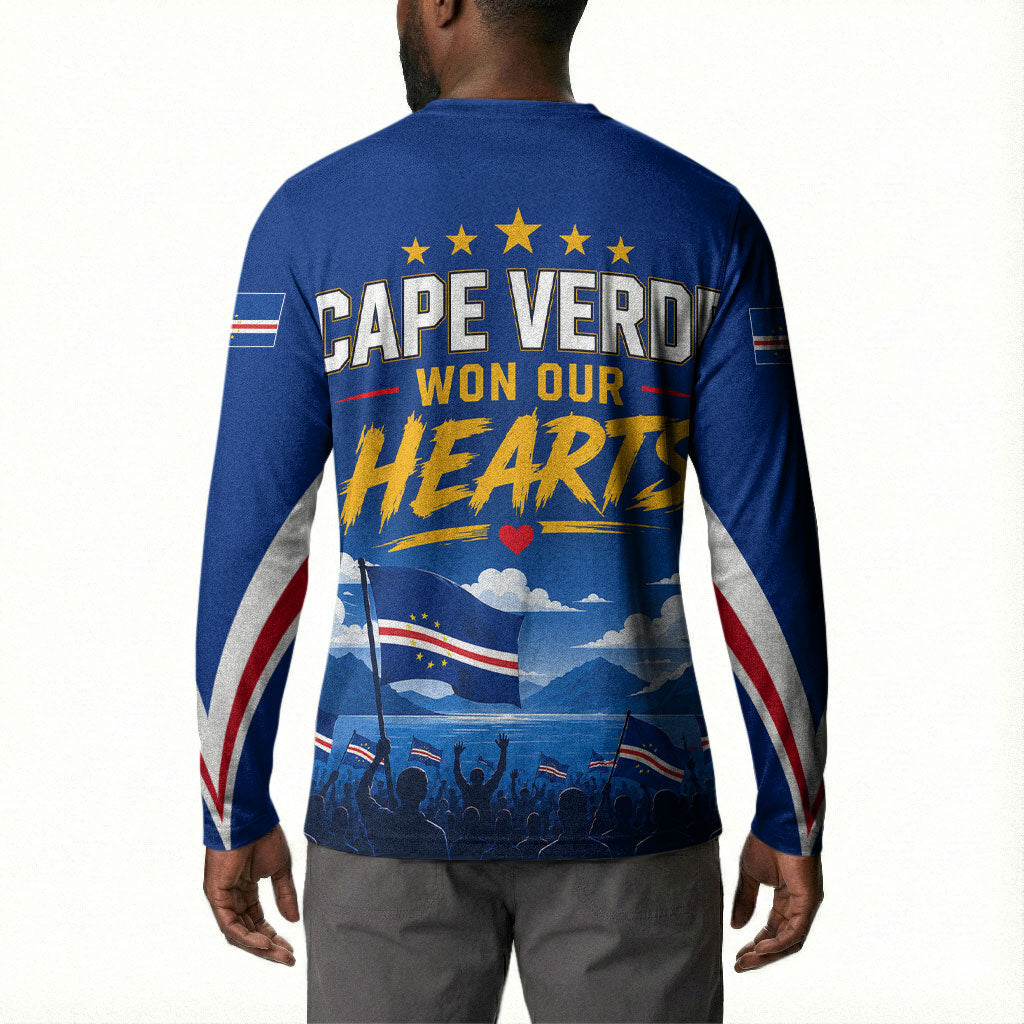 Cape Verde Won Our Hearts Soccer Button Sweatshirt Blue Sharks Football Mascot Patriotic National Team