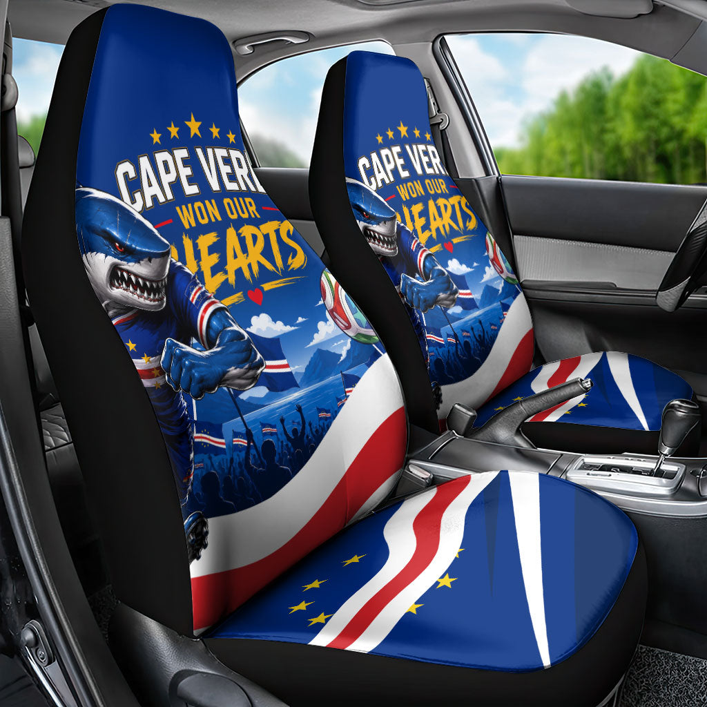 Cape Verde Won Our Hearts Soccer Car Seat Cover Blue Sharks Football Mascot Patriotic National Team