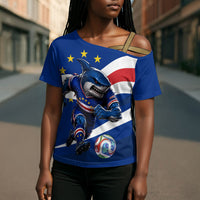 Cape Verde Won Our Hearts Soccer Cross Shoulder Shirt Blue Sharks Football Mascot Patriotic National Team