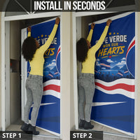 Cape Verde Won Our Hearts Soccer Door Cover Blue Sharks Football Mascot Patriotic National Team