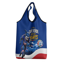 Cape Verde Won Our Hearts Soccer Grocery Bag Blue Sharks Football Mascot Patriotic National Team