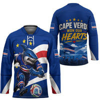 Cape Verde Won Our Hearts Soccer Hockey Jersey Blue Sharks Football Mascot Patriotic National Team