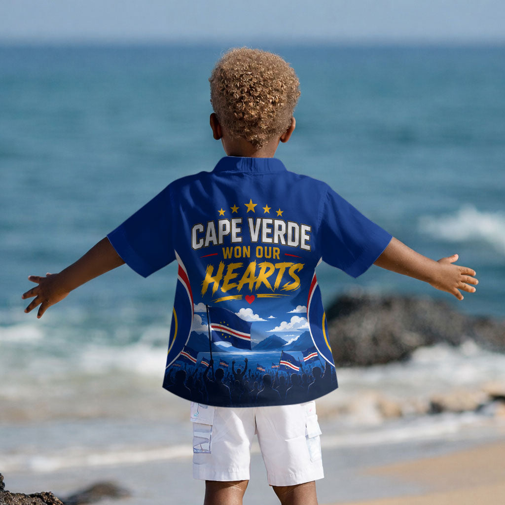 Cape Verde Won Our Hearts Soccer Kid Hawaiian Shirt Blue Sharks Football Mascot Patriotic National Team
