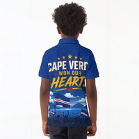 Cape Verde Won Our Hearts Soccer Kid Polo Shirt Blue Sharks Football Mascot Patriotic National Team