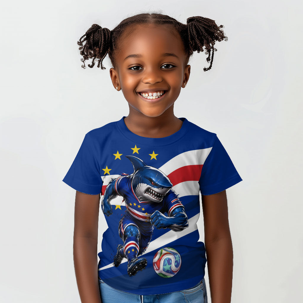 Cape Verde Won Our Hearts Soccer Kid T shirt Blue Sharks Football Mascot Patriotic National Team