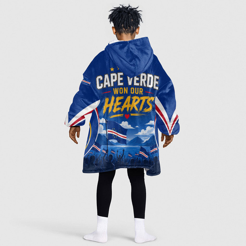 Cape Verde Won Our Hearts Soccer Kid Wearable Blanket Hoodie Blue Sharks Football Mascot Patriotic National Team