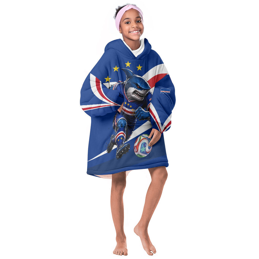 Cape Verde Won Our Hearts Soccer Kid Wearable Blanket Hoodie Blue Sharks Football Mascot Patriotic National Team