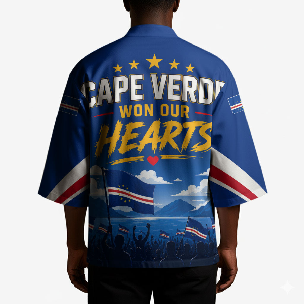 Cape Verde Won Our Hearts Soccer Kimono Blue Sharks Football Mascot Patriotic National Team