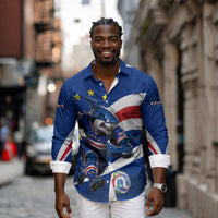 Cape Verde Won Our Hearts Soccer Long Sleeve Button Shirt Blue Sharks Football Mascot Patriotic National Team