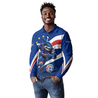 Cape Verde Won Our Hearts Soccer Long Sleeve Polo Shirt Blue Sharks Football Mascot Patriotic National Team