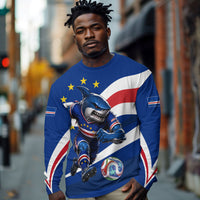 Cape Verde Won Our Hearts Soccer Long Sleeve Shirt Blue Sharks Football Mascot Patriotic National Team