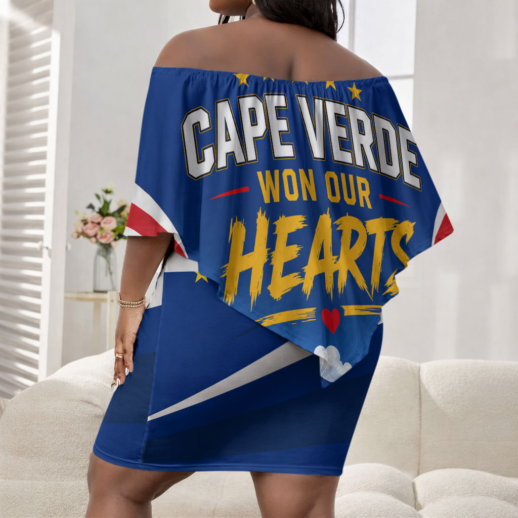 Cape Verde Won Our Hearts Soccer Off Shoulder Short Dress Blue Sharks Football Mascot Patriotic National Team