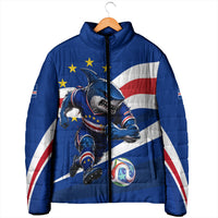 Cape Verde Won Our Hearts Soccer Padded Jacket Blue Sharks Football Mascot Patriotic National Team