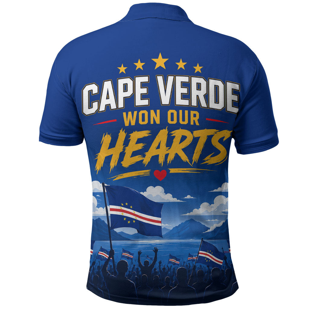 Cape Verde Won Our Hearts Soccer Polo Shirt Blue Sharks Football Mascot Patriotic National Team