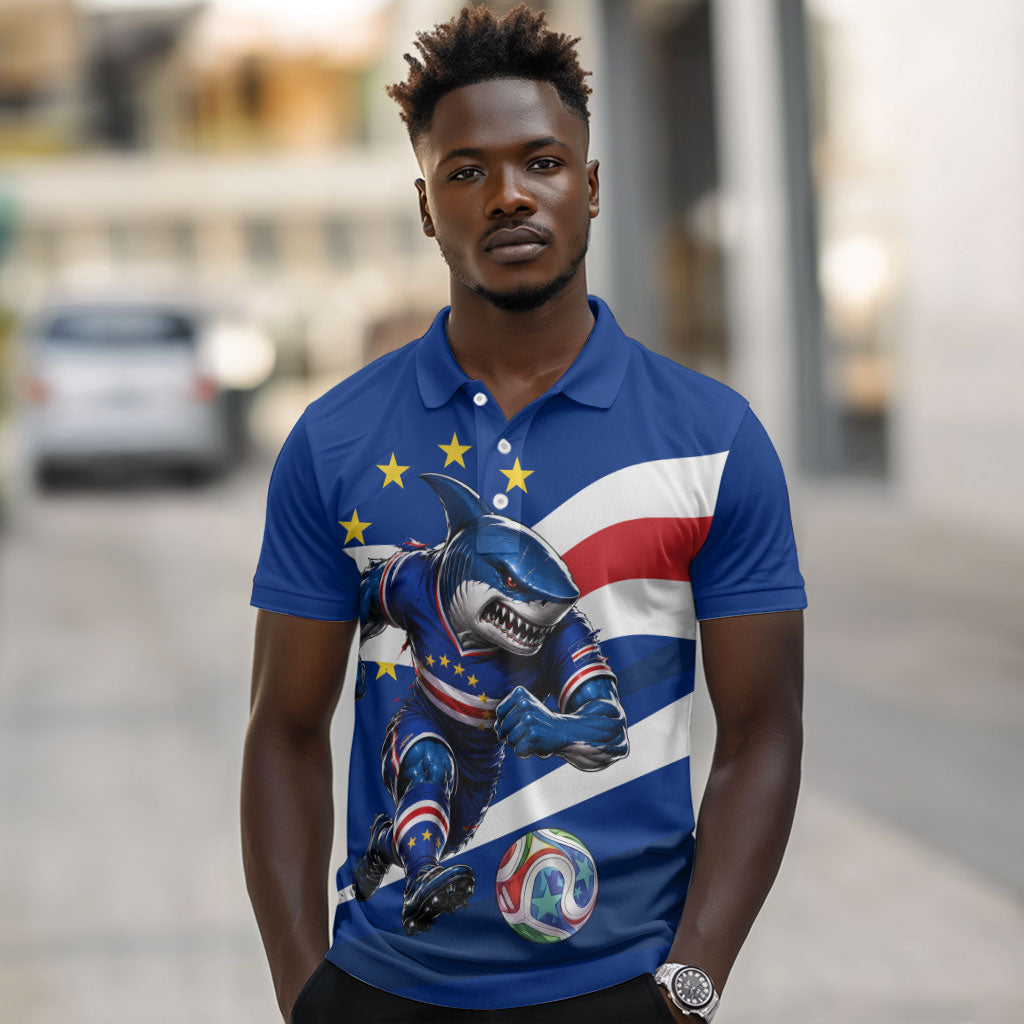 Cape Verde Won Our Hearts Soccer Polo Shirt Blue Sharks Football Mascot Patriotic National Team
