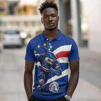 Cape Verde Won Our Hearts Soccer Polo Shirt Blue Sharks Football Mascot Patriotic National Team