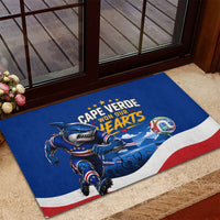 Cape Verde Won Our Hearts Soccer Rubber Doormat Blue Sharks Football Mascot Patriotic National Team