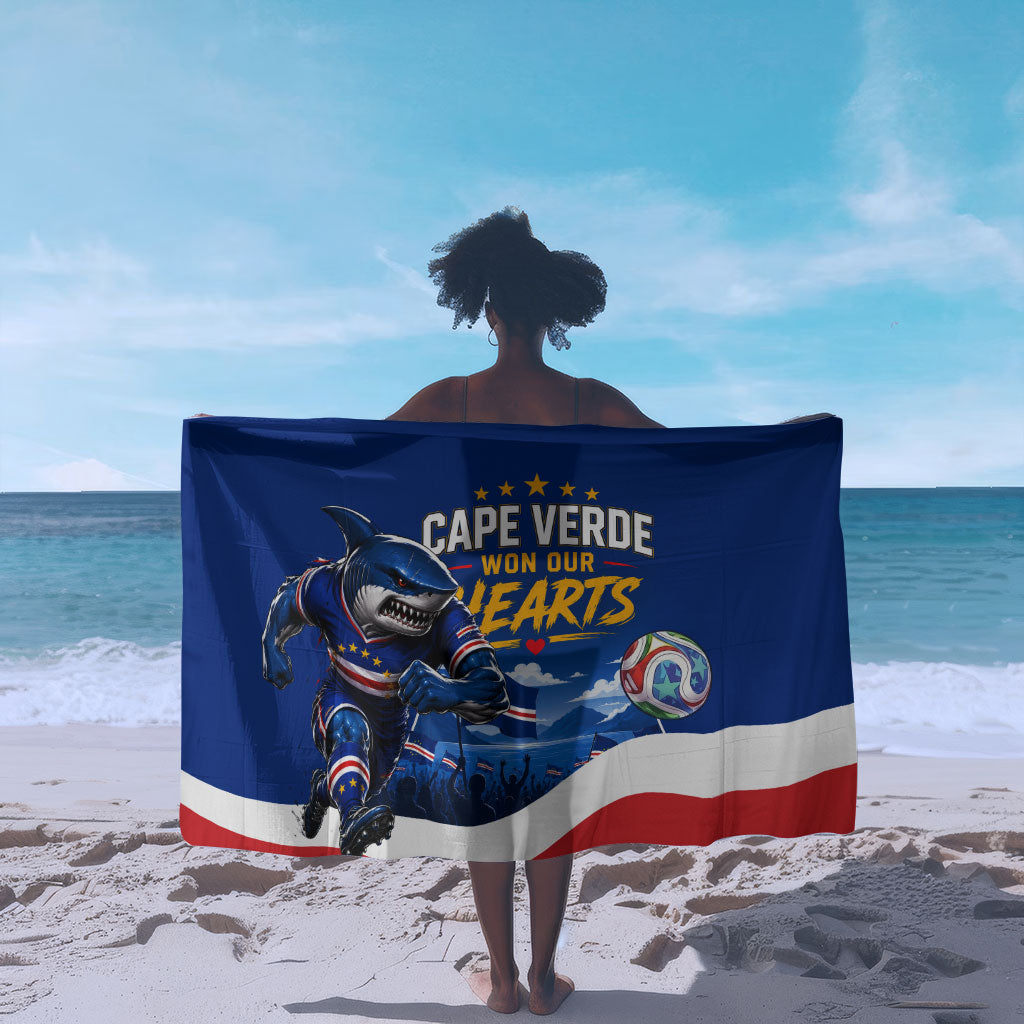 Cape Verde Won Our Hearts Soccer Sarong Blue Sharks Football Mascot Patriotic National Team