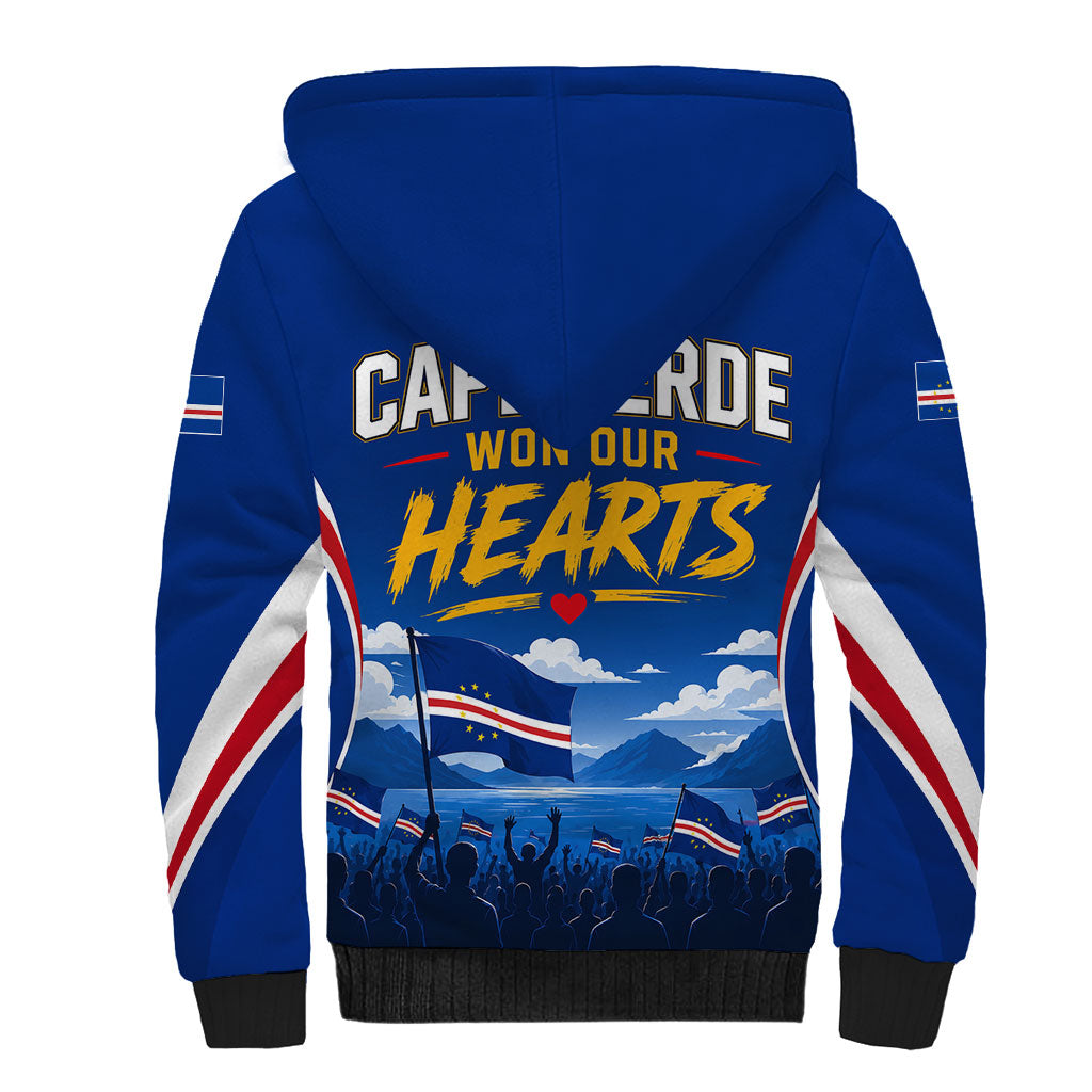 Cape Verde Won Our Hearts Soccer Sherpa Hoodie Blue Sharks Football Mascot Patriotic National Team