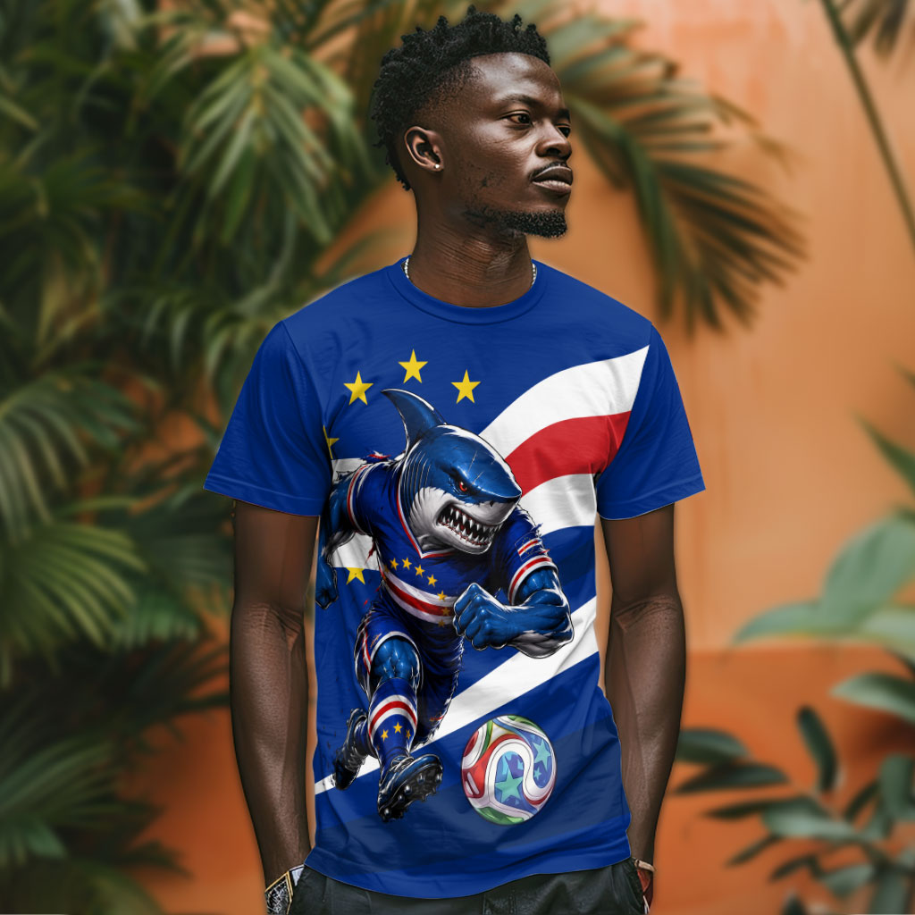 Cape Verde Won Our Hearts Soccer T shirt Blue Sharks Football Mascot Patriotic National Team