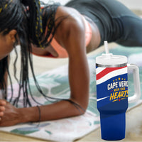 Cape Verde Won Our Hearts Soccer Tumbler With Handle Blue Sharks Football Mascot Patriotic National Team