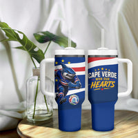 Cape Verde Won Our Hearts Soccer Tumbler With Handle Blue Sharks Football Mascot Patriotic National Team