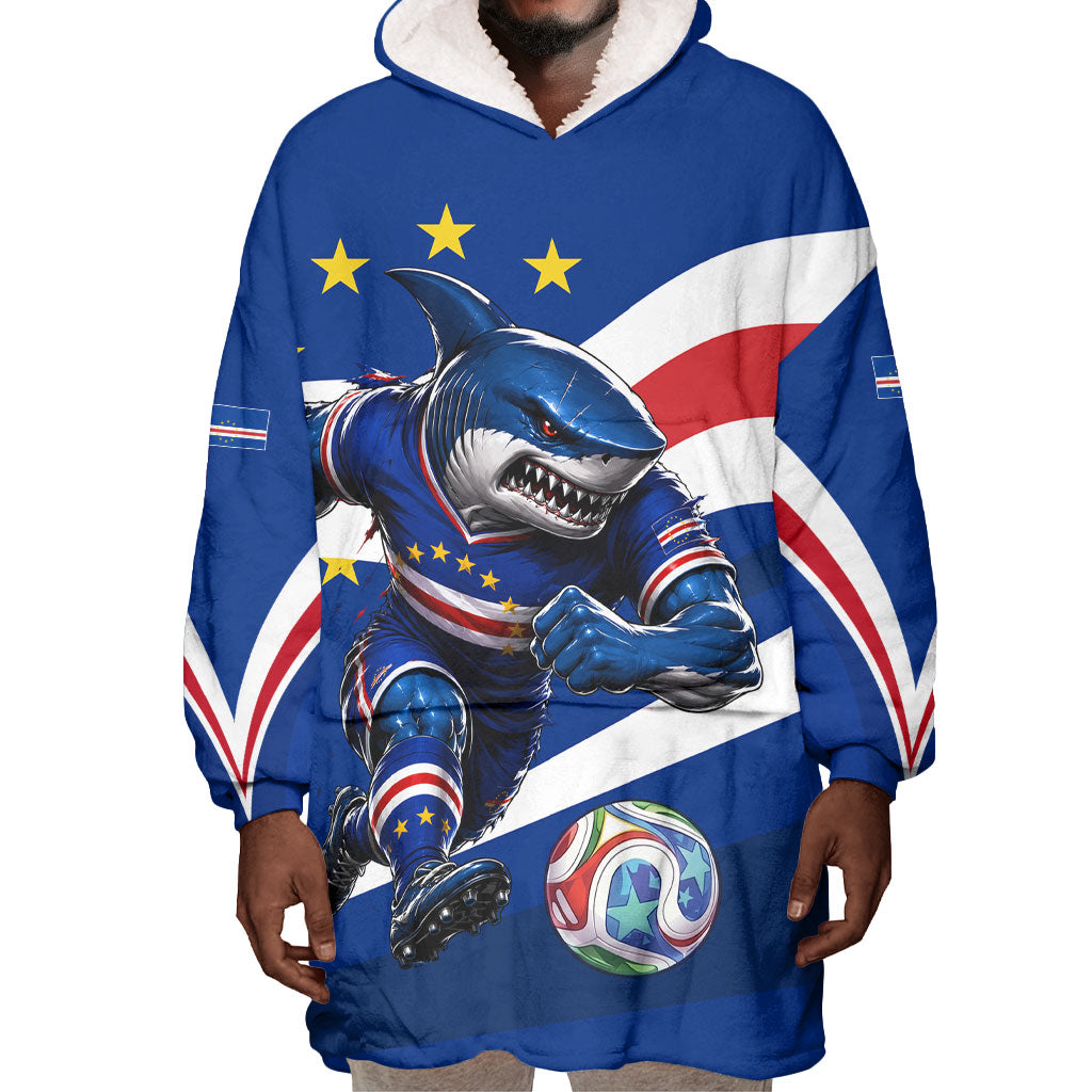 Cape Verde Won Our Hearts Soccer Wearable Blanket Hoodie Blue Sharks Football Mascot Patriotic National Team