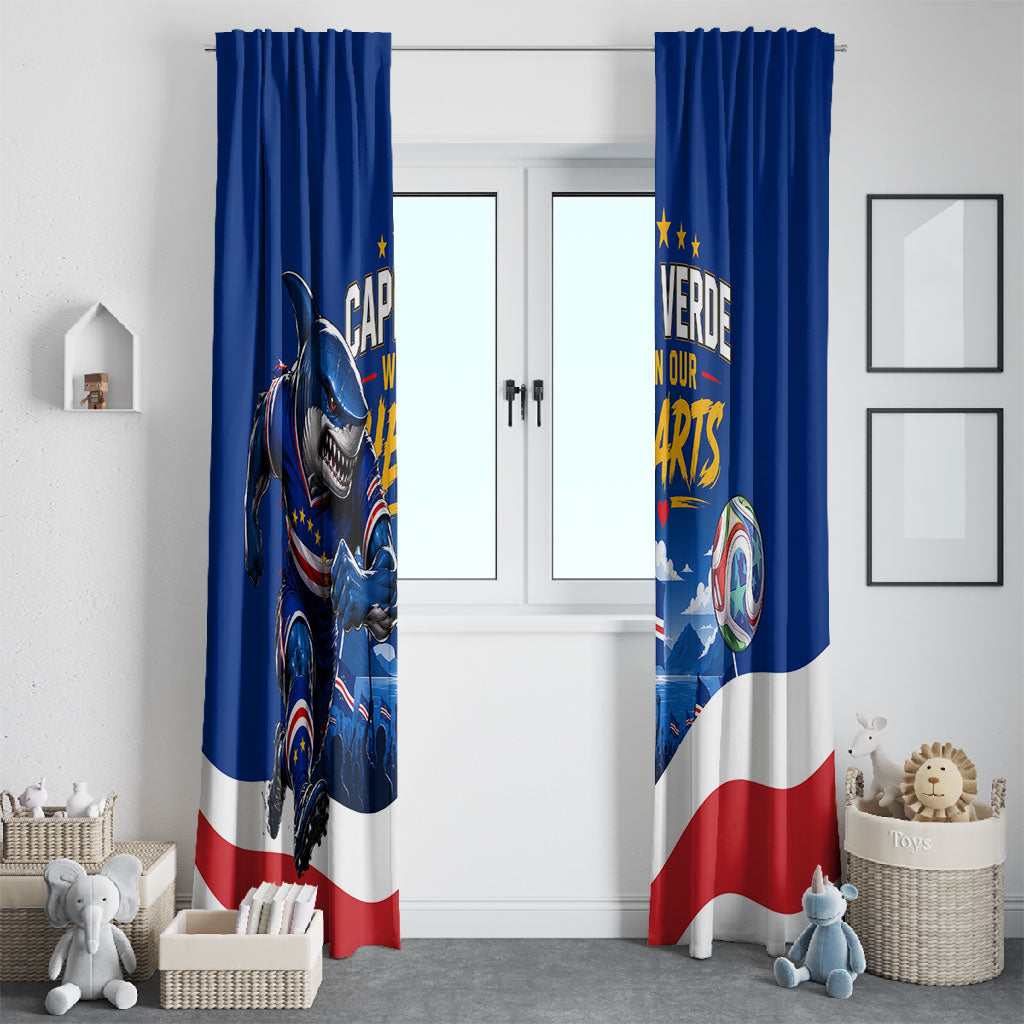 Cape Verde Won Our Hearts Soccer Window Curtain Blue Sharks Football Mascot Patriotic National Team