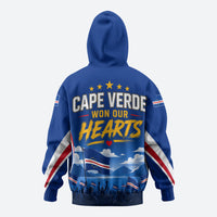 Cape Verde Won Our Hearts Soccer Zip Hoodie Blue Sharks Football Mascot Patriotic National Team