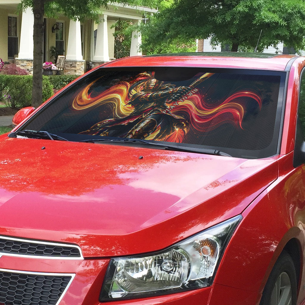 Trinbago Knight Riders Cricket Auto Sun Shade Trinidad and Tobago Fiery Knight Warrior Bat Flame