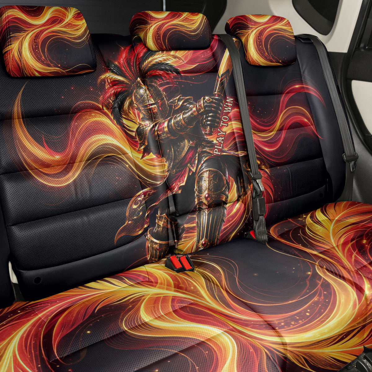 Trinbago Knight Riders Cricket Back Car Seat Cover Trinidad and Tobago Fiery Knight Warrior Bat Flame