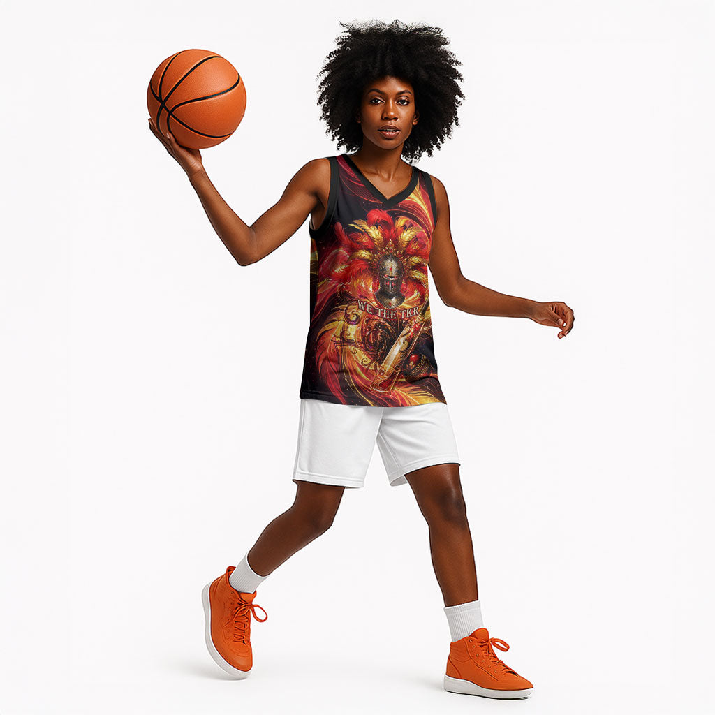 Trinbago Knight Riders Cricket Basketball Jersey Trinidad and Tobago Fiery Knight Warrior Bat Flame