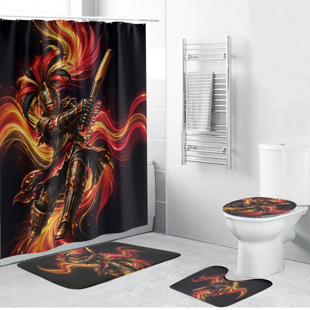 Trinbago Knight Riders Cricket Bathroom Set Trinidad and Tobago Fiery Knight Warrior Bat Flame