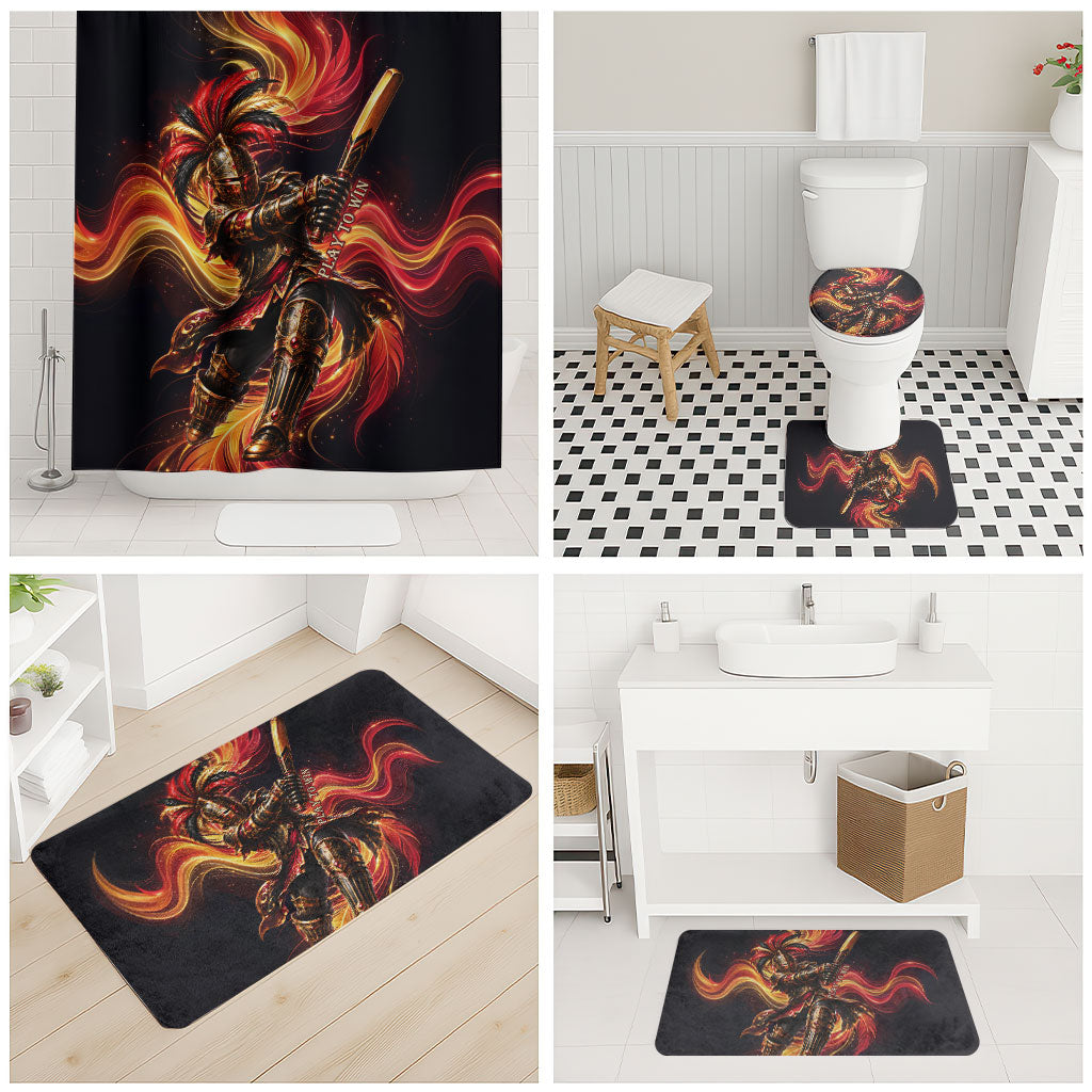 Trinbago Knight Riders Cricket Bathroom Set Trinidad and Tobago Fiery Knight Warrior Bat Flame
