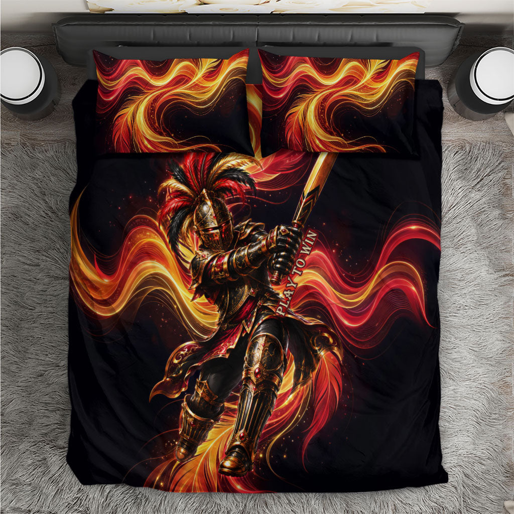 Trinbago Knight Riders Cricket Bedding Set Trinidad and Tobago Fiery Knight Warrior Bat Flame