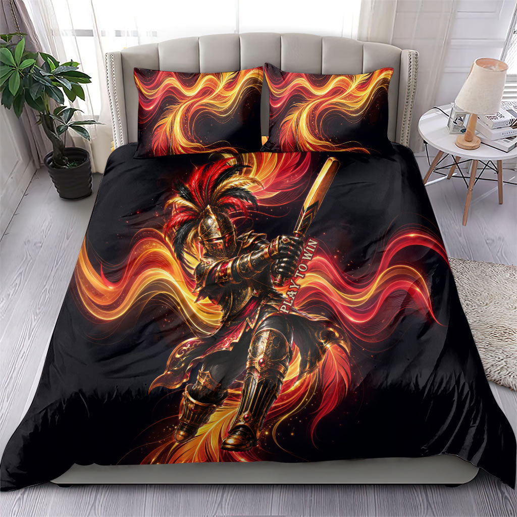Trinbago Knight Riders Cricket Bedding Set Trinidad and Tobago Fiery Knight Warrior Bat Flame